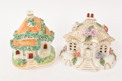 Lot 10 - Collection of mostly Victorian Staffordshire cottages, including pastille burners and money boxes (14)