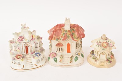 Lot 10 - Collection of mostly Victorian Staffordshire cottages, including pastille burners and money boxes (14)