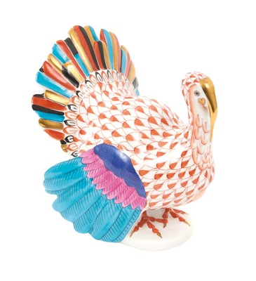 Lot 9 - Herend porcelain model of a Turkey, model 5077, 12.5cm high