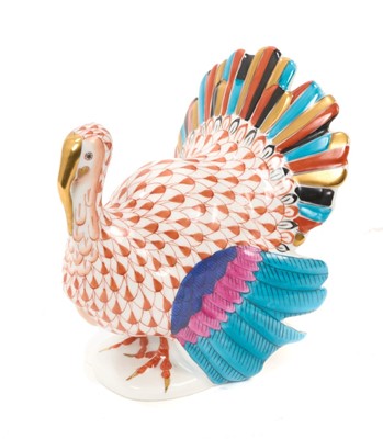 Lot 9 - Herend porcelain model of a Turkey, model 5077, 12.5cm high