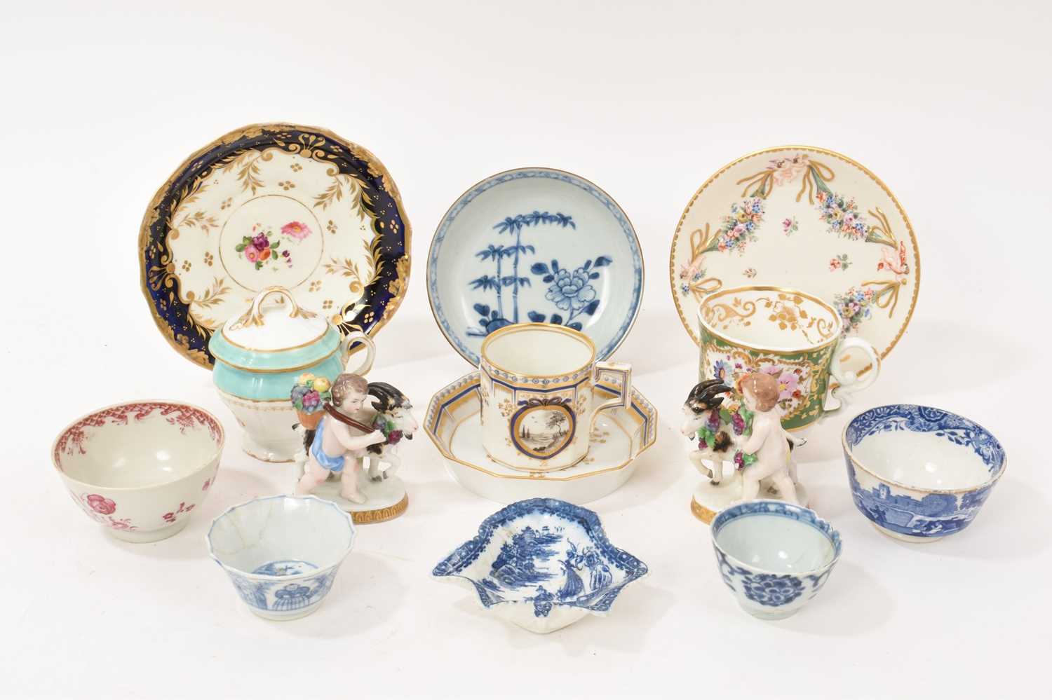 Lot 6 - Group of 18th and 19th century English, continental and Chinese ceramics, including Nymphenburg, Samson, Naples, etc
