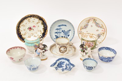 Lot 6 - Group of 18th and 19th century English, continental and Chinese ceramics, including Nymphenburg, Samson, Naples, etc