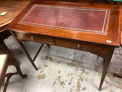 Lot 1396 - Edwardian inlaid mahogany two drawer writing table with inset leather lined top, 84cm wide, 44cm deep, 70.5cm high