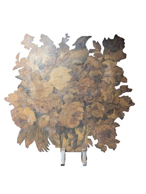 Lot 275 - Dark floral decorated fire screen