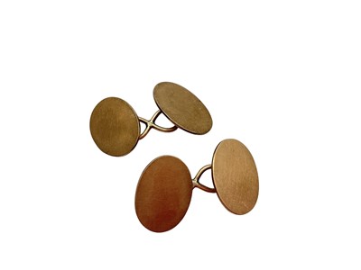 Lot 1161 - Pair Victorian 9ct gold oval panel cufflinks (Birmingham 1891)