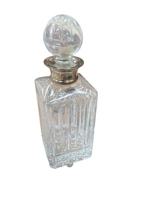 Lot 535 - Contemporary silver mounted cut glass decanter by Carrs.