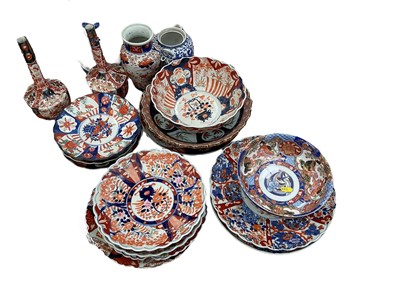Lot 542 - Group of late 19th century Japanese Imari ceramics to include vases, bowls, and chargers, (qty).
