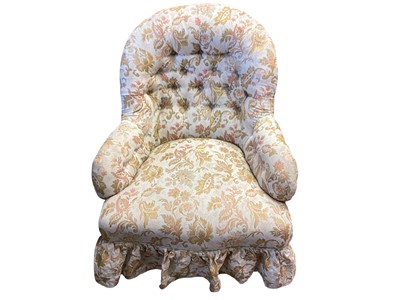 Lot 1404 - Victorian mahogany framed button back nursing chair on turned front legs and ceramic castors