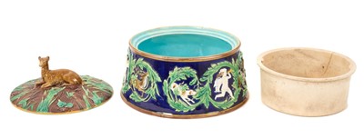 Lot 1 - Victorian George Jones majolica game pie dish, circa 1875