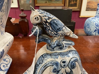 Lot 85 - Large pair of Dutch Delft blue and white vases and covers