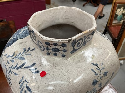 Lot 85 - Large pair of Dutch Delft blue and white vases and covers