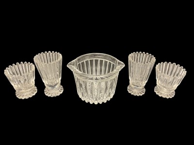 Lot 87 - Victorian glass table service, each drinking glass with tapered fluted bowl on fluted pedestal bases