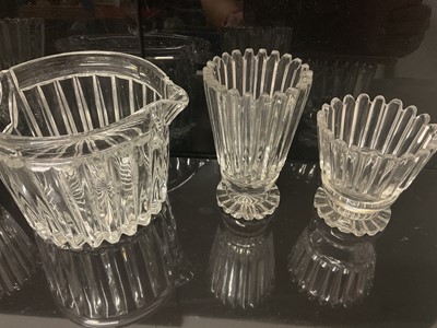 Lot 87 - Victorian glass table service, each drinking glass with tapered fluted bowl on fluted pedestal bases