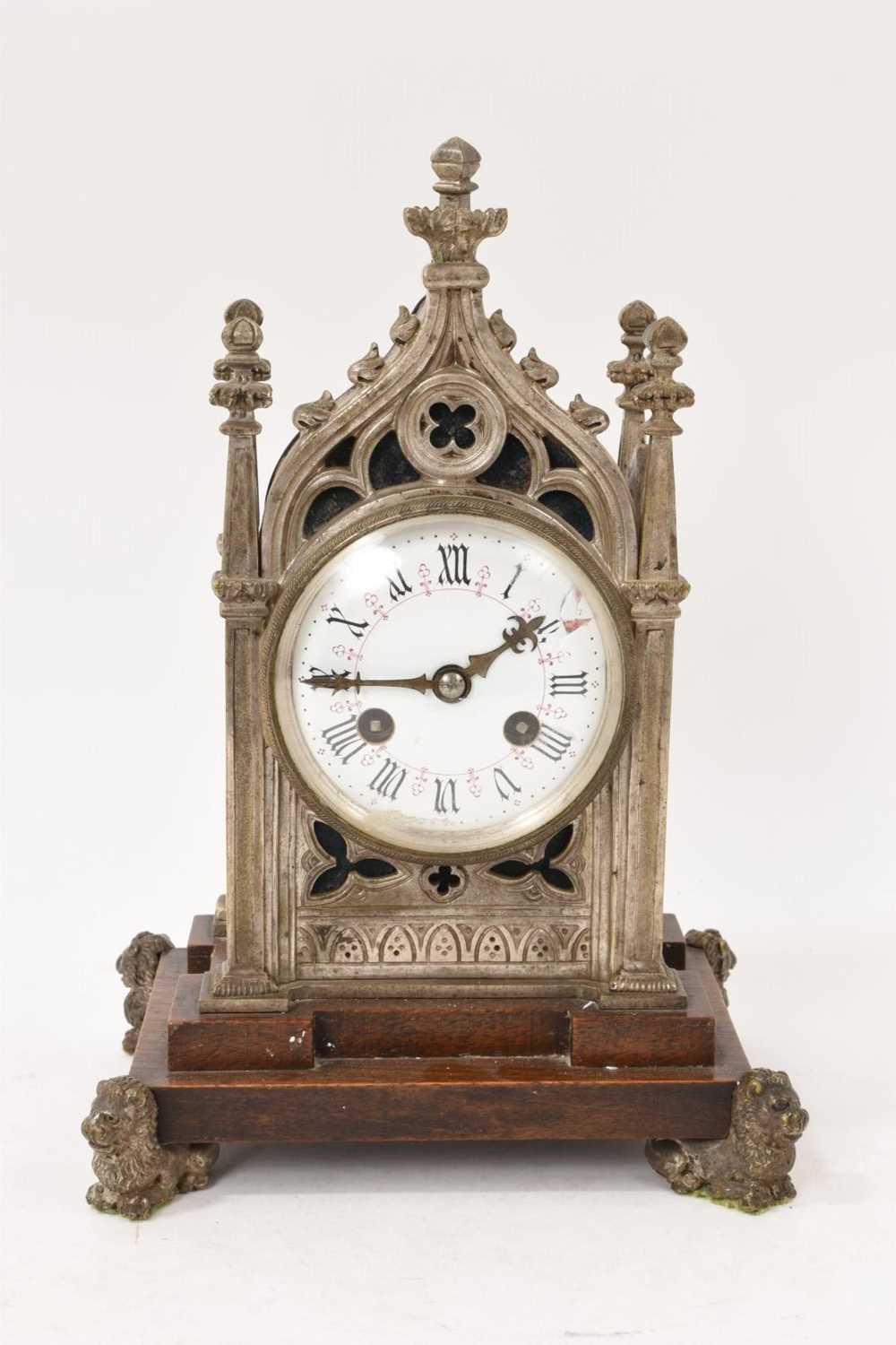 Lot 637 - Gothic revival mantel clock