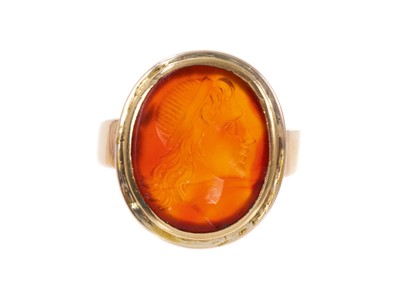 Lot 403 - 19th century intaglio ring in gold mount