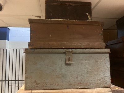 Lot 1414 - Collection of six various trunks and an old suitcase (7)