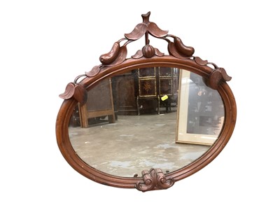 Lot 1437 - Victorian mahogany framed oval mirror, 73cm x 70cm