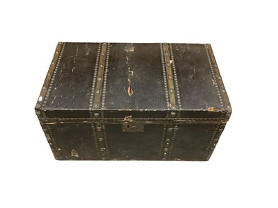 Lot 1438 - Old travelling trunk with studded decoration, 82cm x 48.5cm x 43.5cm high