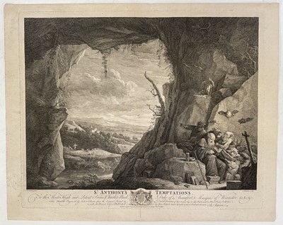 Lot 24 - 18th century stipple engraving after David Teniers St Anthony's Temptations, by Luke Sullivan, pub. April 1st 1771 by John Boydell, London, 37cm x 49.5cm, unframed