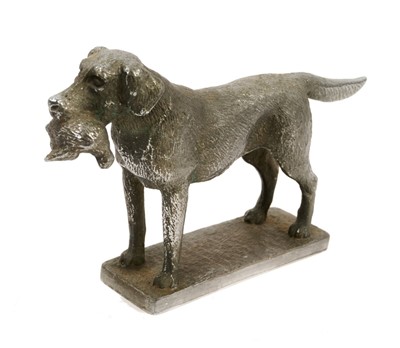 Lot 947 - Louis Lejeune chrome car mascot in the form of a Labrador and pheasant, 16.5cm long