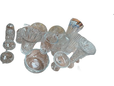 Lot 560 - Group of cut glass vases and other glassware, (qty).