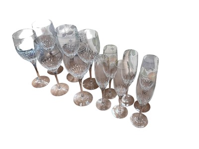 Lot 563 - Set of six Orrefors champagne flutes and another set of six wine glasses.