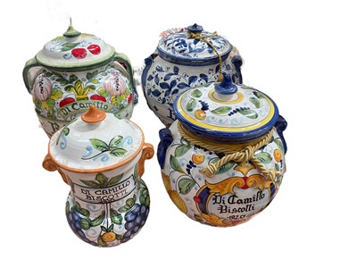 Lot 566 - Group of four Italian pottery drug jars, (4).