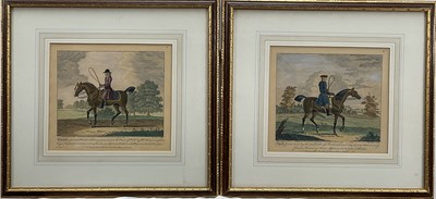 Lot 99 - After James Seymour, pair 18th century hand-coloured etchings, famous horses 'Spark' and 'Spot', by R. Part, published John Bowles July 1743, 15cm x 19cm, mounted in glazed frames (2)