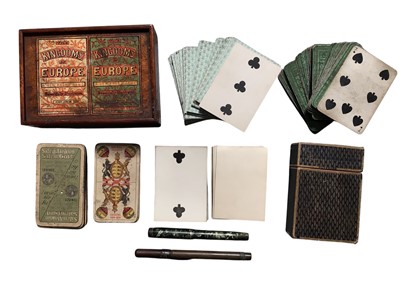 Lot 822 - A group of playing cards, boxed set of Kindoms Of Europe cards and two pens