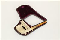 Lot 4141 - Unusual Carsved meerschaum pipe, the stem...