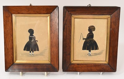 Lot 751 - Pair of good quality 19th century silhouettes with gilt highlights, mounted in glazed rosewood frames, bearing lable on reverse, H&J Walter, profilists, London, and inscribed "Grandfather Th...