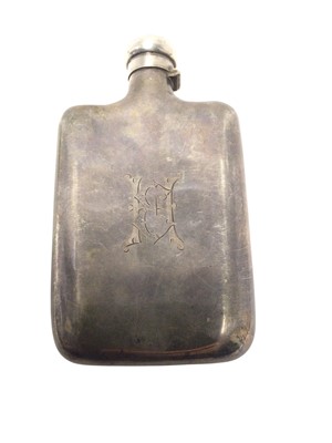 Lot 180 - Victorian silver spirit flask with engraved initials and bayonet fitting cap (London 1884)