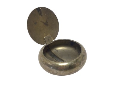 Lot 181 - George V silver tobacco box of circular form, with hinged spring cover (Sheffield 1918)