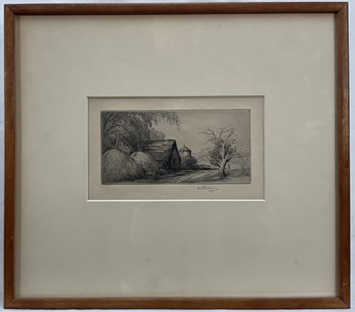 Lot 98 - Thomas Nason (American 1889-1966) etching, The Farm Lane, signed, 7cm x 15cm, glazed frame Provenance: Marilyn Pink Fine Arts Ltd., Los Angeles; M. Knoedler, New York.