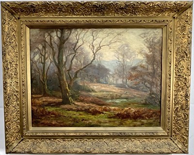 Lot 45 - After Frederick Golden Short (1863-1936) oil on canvas - forest scene, 40cm x 52cm, framed