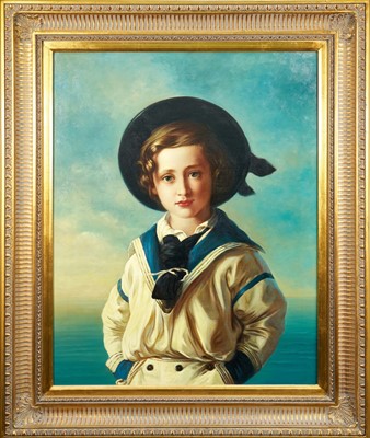 Lot 1092 - After Franz Winterhalter (1805-1873) oil on canvas - Portrait of Albert Edward, Prince of Wales, 76cm x 61cm, in gilt frame