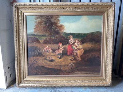 Lot 837 - Victorian oil on canvas children playing in gilt frame