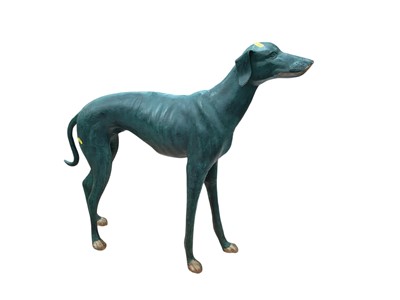 Lot 584 - Contemporary bronzed metal greyhound, 72cm in overall height.