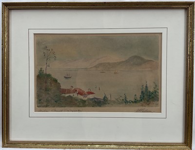 Lot 30 - Early 20th century monotype print of Sausalito, San Francisco Bay, California, signed W. R. Gillam below and dated 1935, 17cm x 29cm, glazed frame Provenance: Marilyn Pink Fine Arts Ltd.,...
