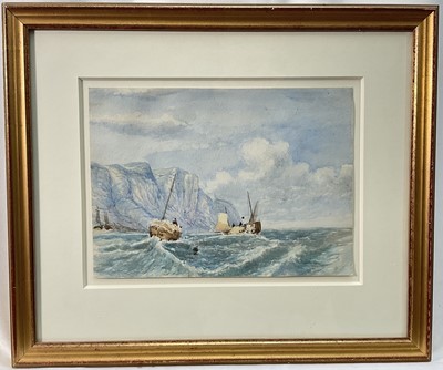 Lot 31 - William Roxby Beverly (1811-1889) watercolour, Two Boats, inscribed 1835 verso, 19cm x 27cm, in glazed gilt frame Provenance: Marilyn Pink Fine Arts Ltd., Los Angeles