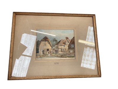 Lot 590 - W.H. Pyne watercolour of a village scene, together with a collection of various other pictures and prints, (qty).