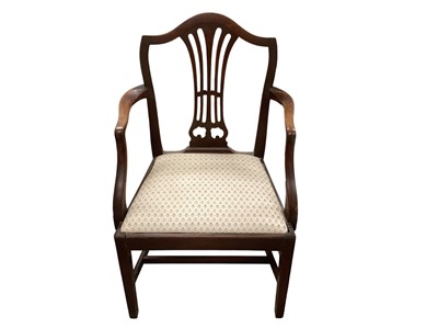 Lot 1454 - Antique mahogany elbow chair with pierced spat back