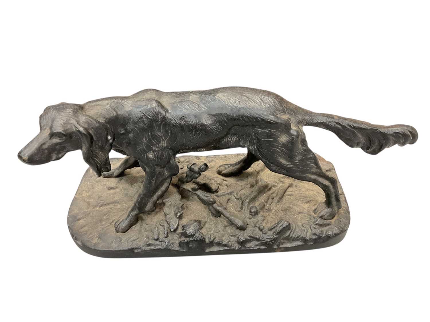Lot 349 - Cast iron model of a dog, 29.5cm overall
