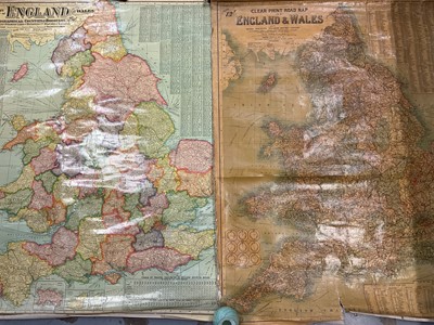 Lot 350 - Two vintage maps of England & Wales and a Dr. G.H. Michel & Co Muscular System/ Arterial, Venous & Nervous System double sided poster (3)