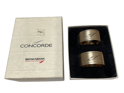 Lot 53 - Pair of Concorde silver napkin rings (Sheffield 1992) in fitted box