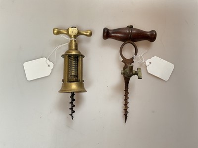 Lot 2477 - Four pillar brass Italian corkscrew