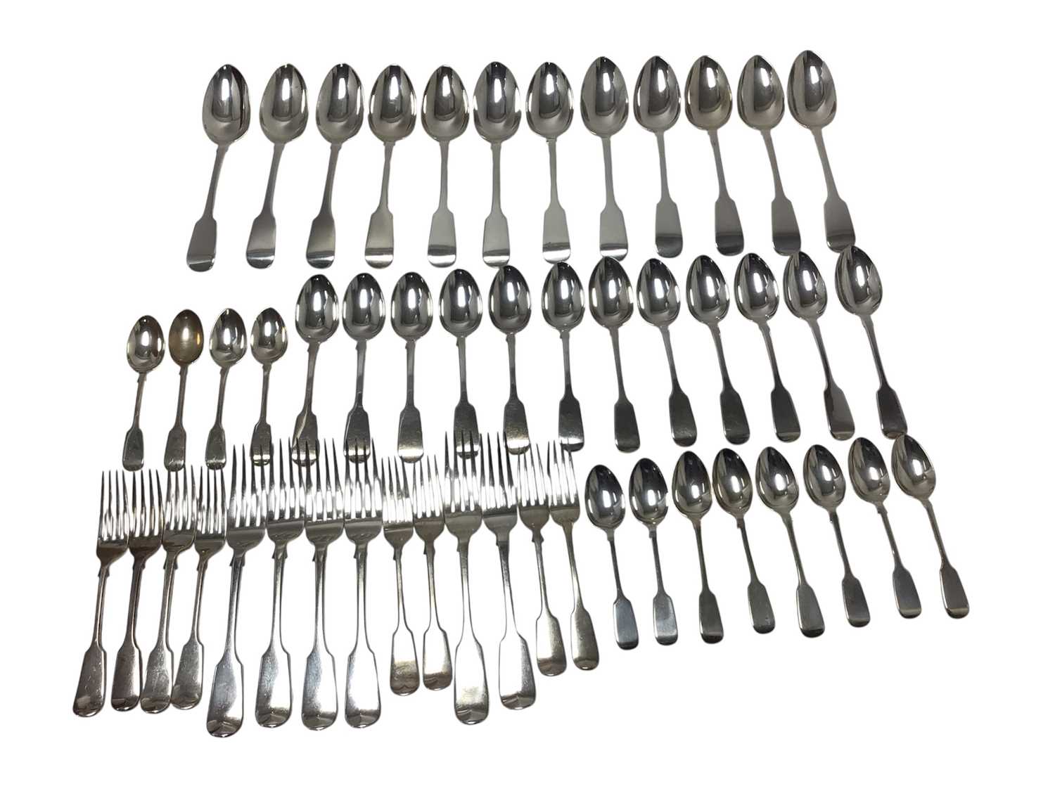 Lot 205 - Composite group of Georgian and later Fiddle pattern flatware