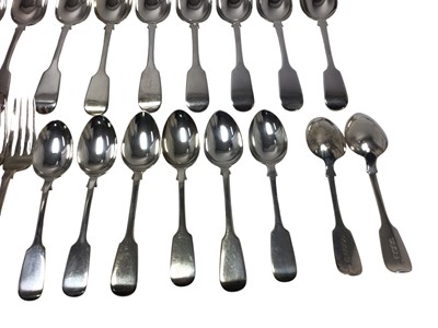 Lot 205 - Composite group of Georgian and later Fiddle pattern flatware