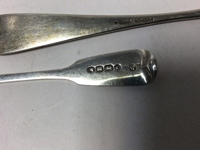 Lot 205 - Composite group of Georgian and later Fiddle pattern flatware