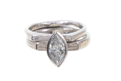 Lot 439 - Platinum diamond ring and band